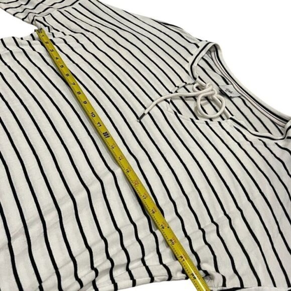 CAbi White and Black Striped Jersey Knit Long Sleeve Tiefront Size M - Picture 9 of 10